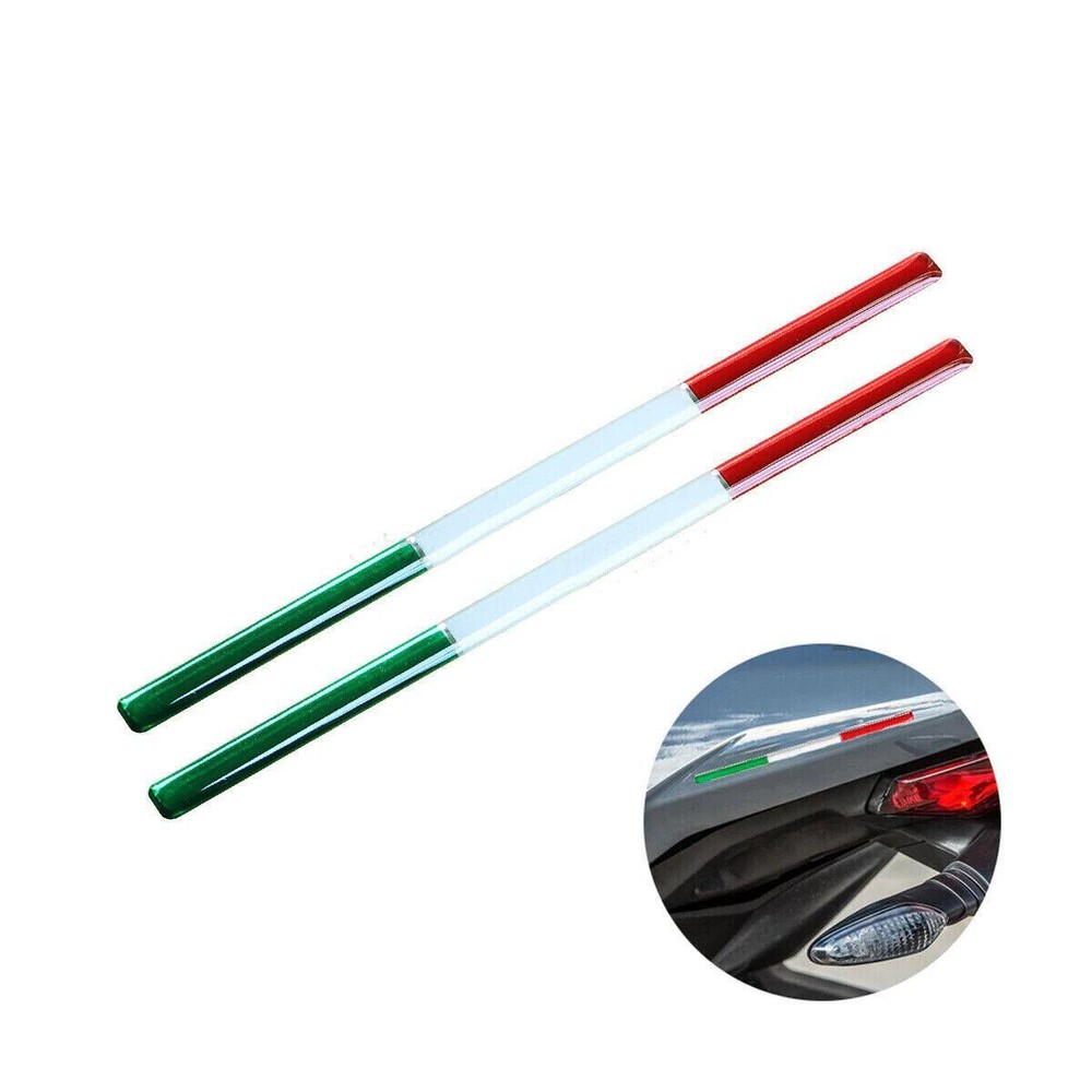 2 Thin Italy Flag Stickers for Car Bike Truck Decoration