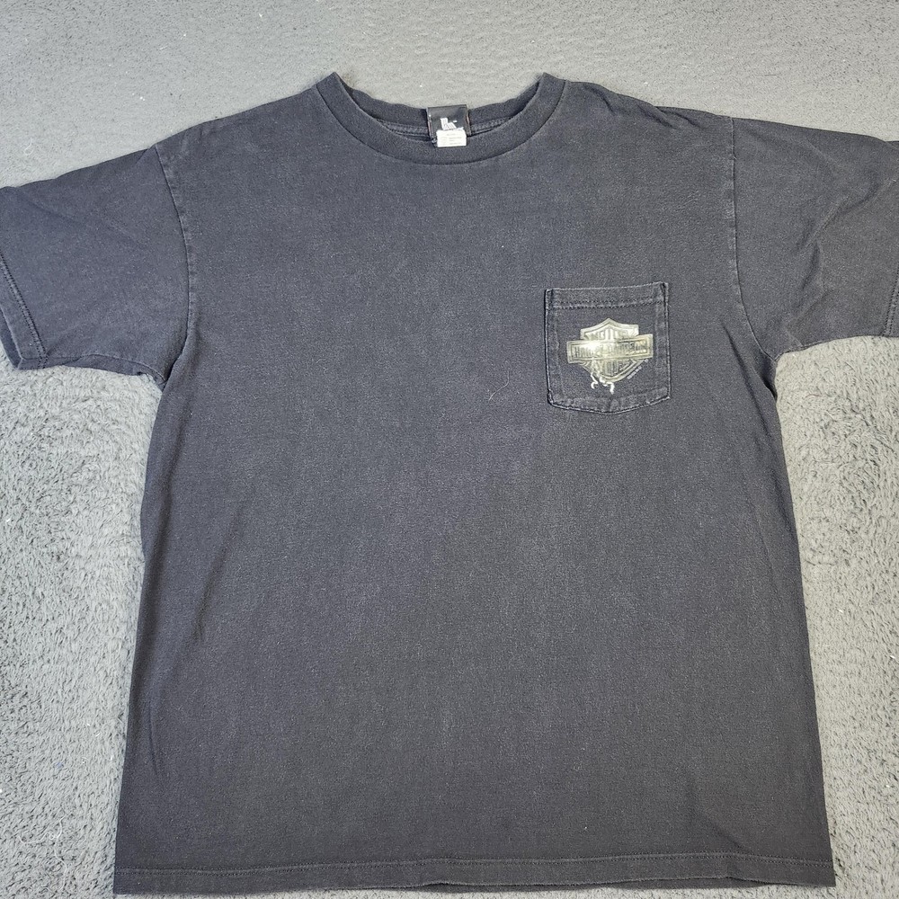 VINTAGE Harley-Davidson Shirt Mens XL Black Pocket Paris-Bastille Made USA 00s