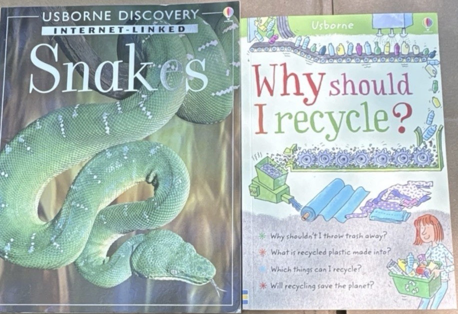 Usborne Discovery Snakes & Why Should I Recycle Illustrated Picture Book PB
