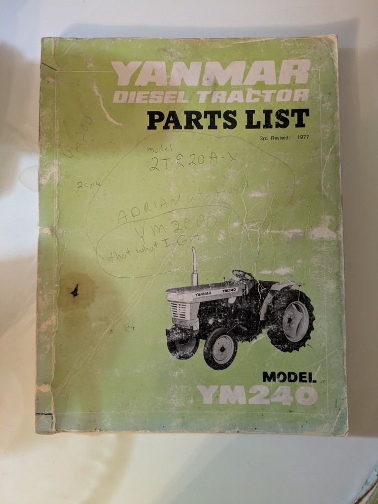 1977 yanmar ym240 parts list book