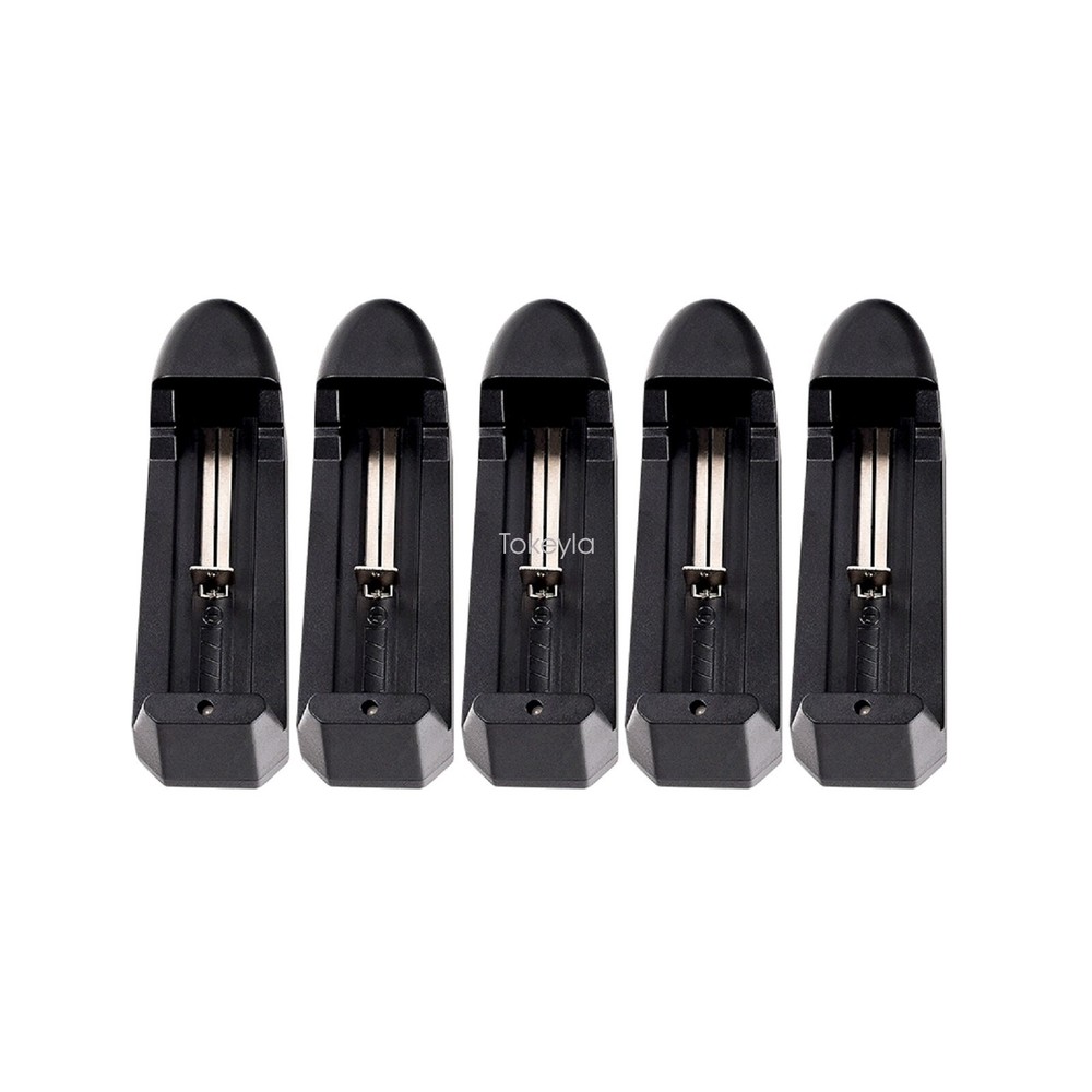 5Pcs Universal 1-Slot Fast Charger 4.2v for 3.7v Lithium Rechargeable Batteries