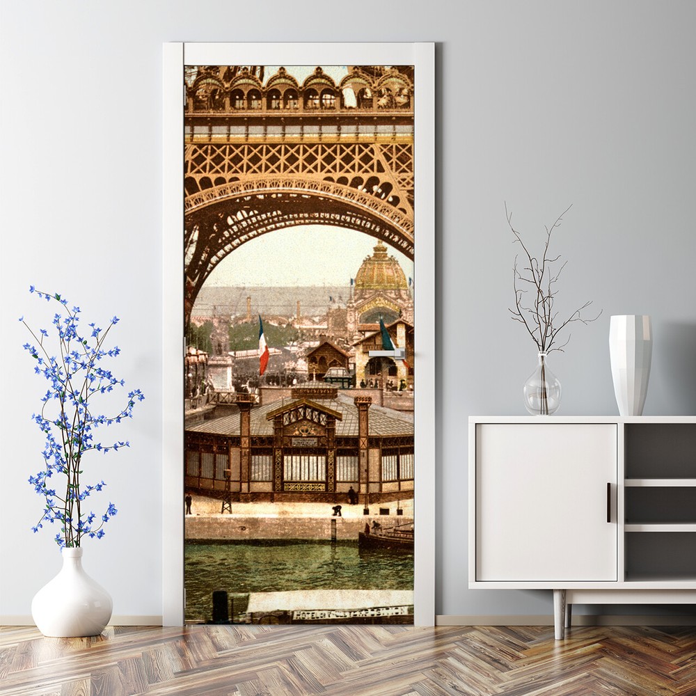 Decal Eiffel Tower France Big City Bubble Free Door sticker Decal self-adhesive