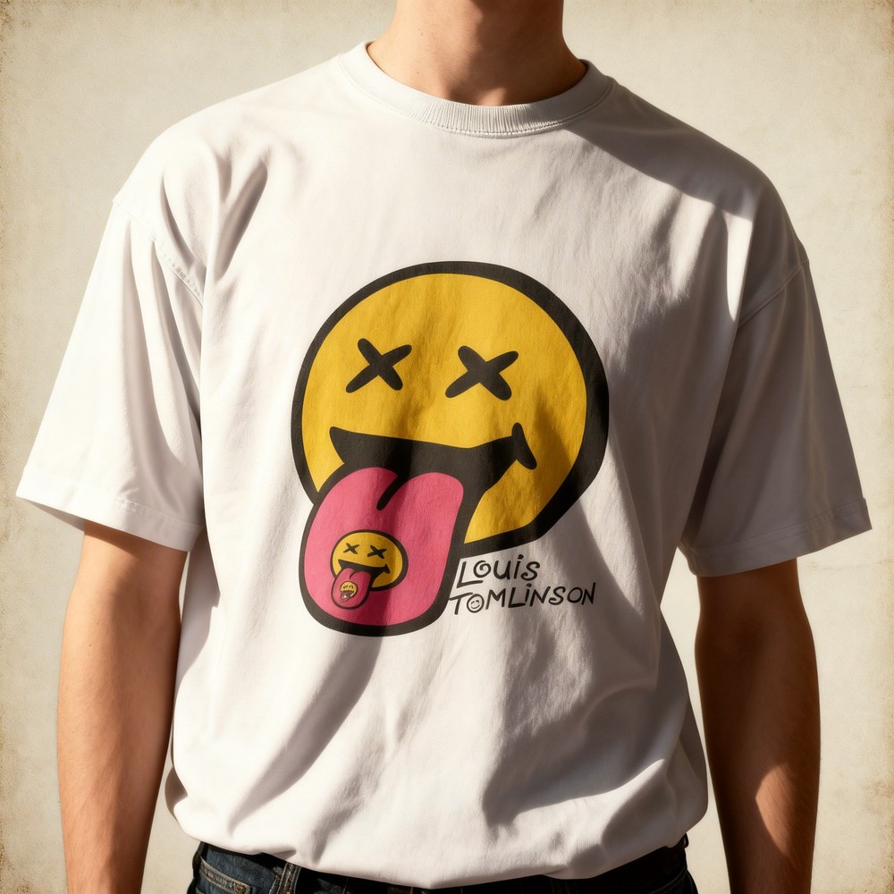 Cute Melted Smiley Face Graphic T-Shirt Retro Grunge Aesthetic Tee Unisex Top