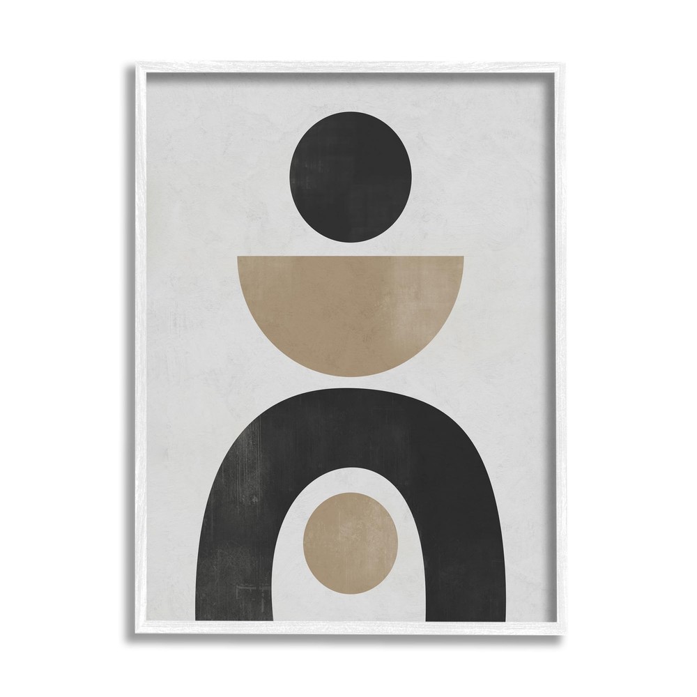 Black & Beige Arch Shapes Framed Giclee Art by Ros Ruseva