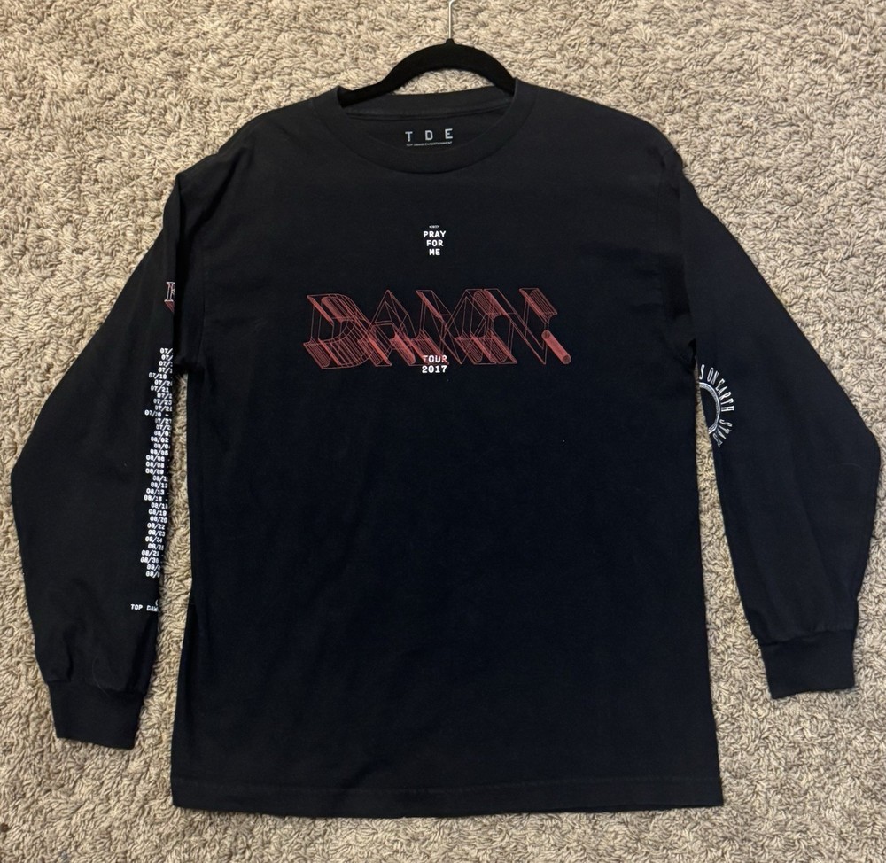 Kendrick Lamar Damn Tour T Shirt Long Sleeve Mens Sz Medium 2017 TDE HipHop Rap