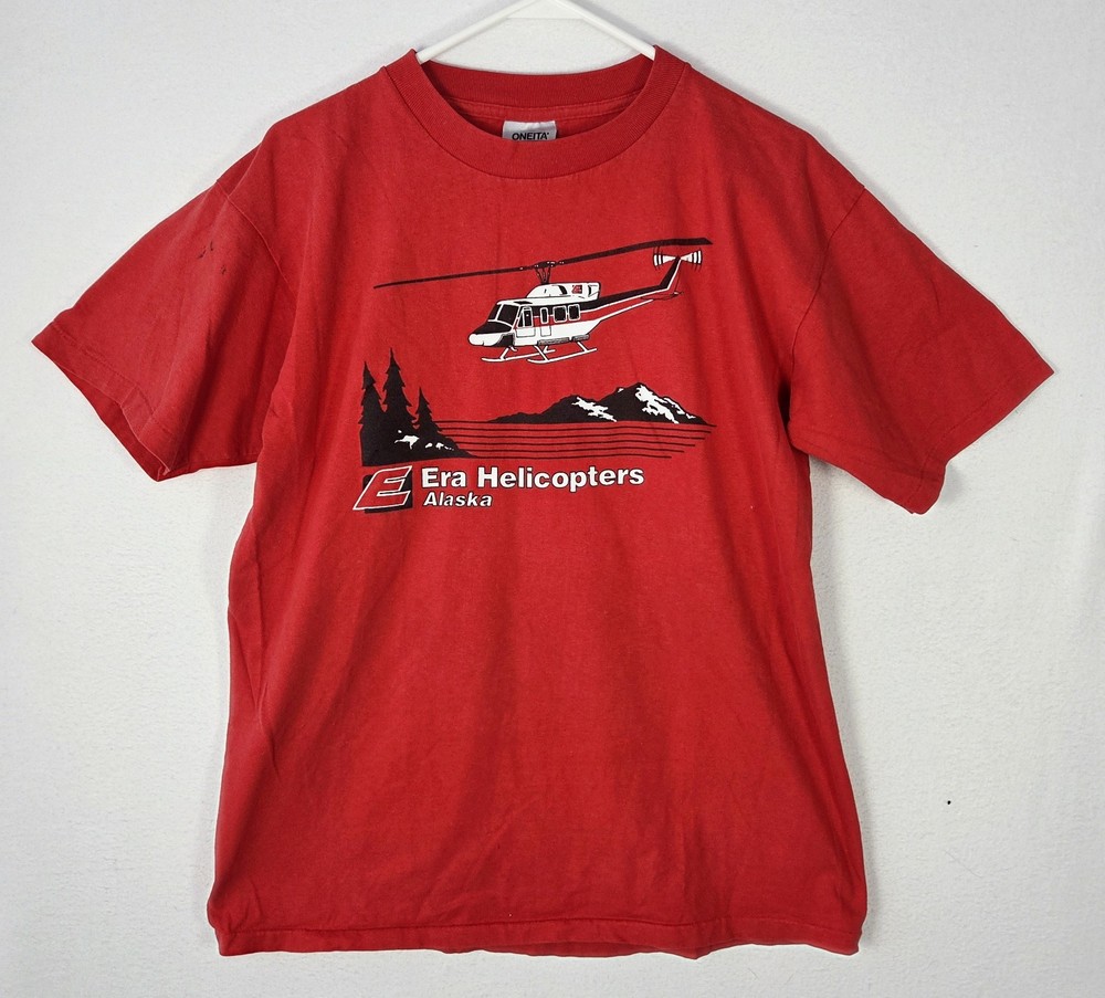 VTG Helicopter Graphic Tee Era Alaska Aviation Shirt SZ  L Large T-Shirt