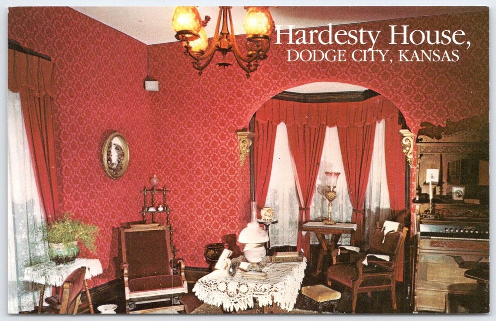 Hardesty House Parlor Dodge City Kansas Vintage Postcard Dexter Press