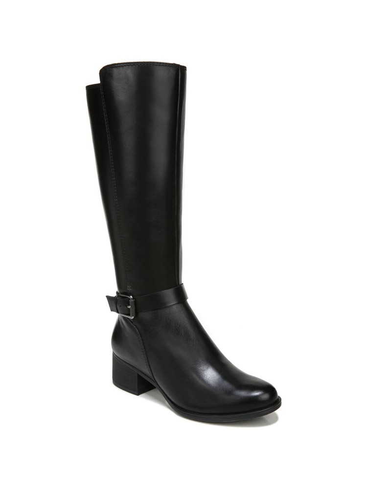 NATURALIZER Mujer Negro Kalona Almendra Tacón Bloque Cuero Bota de Montar 10 M WC