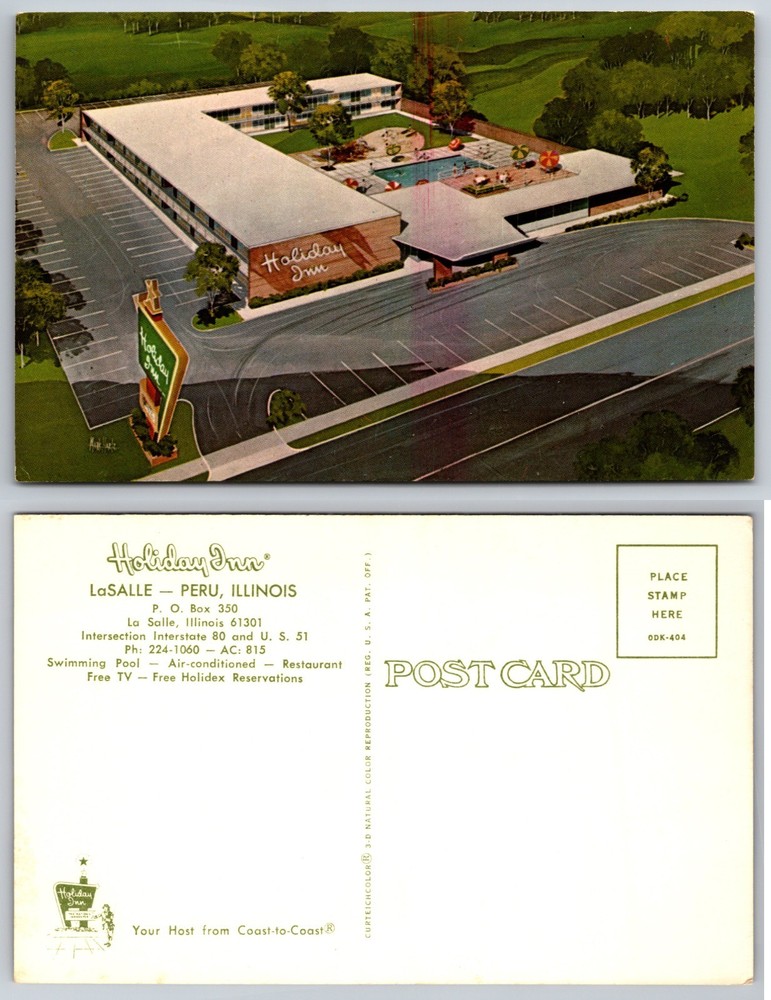 Holiday Inn LaSalle Peru Illinois Pool Restaurant Postcard