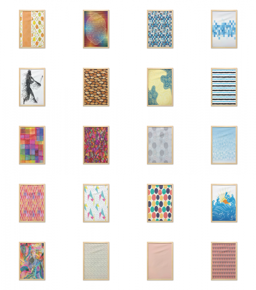 Ambesonne Abstract Graphic Wall Art with Frame for Bathrooms Living Room Dorms-image