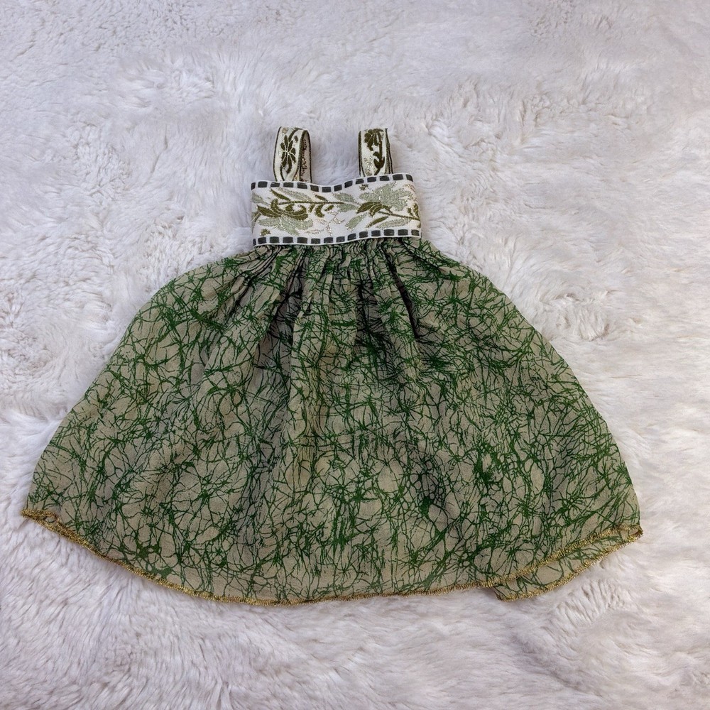 Vintage 90s Whimsical Doll Dress Green and Cream OS fits American Girl 18” Dolls