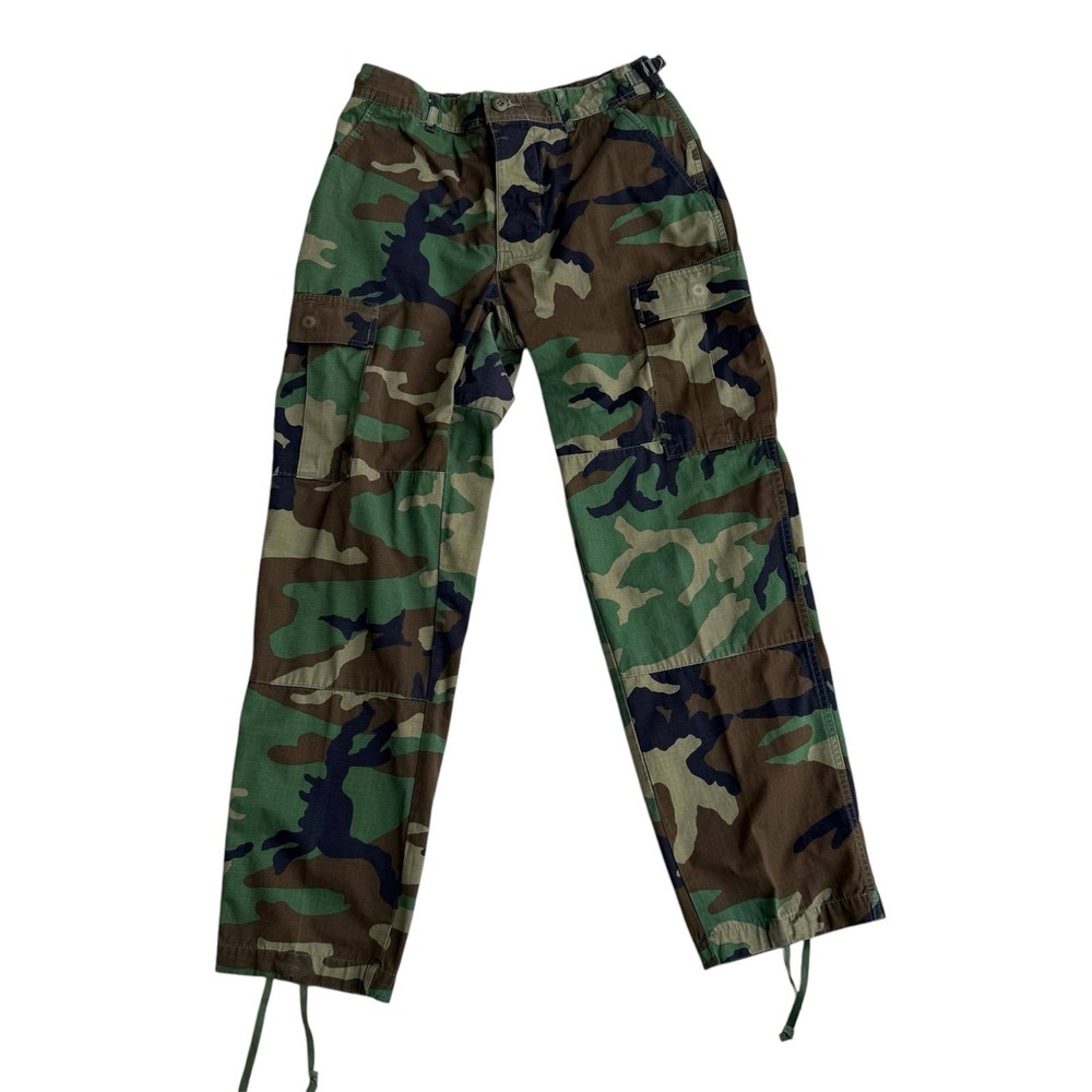 Men's BDU Camo Cargo Pants Size S Green Brown Button Fly