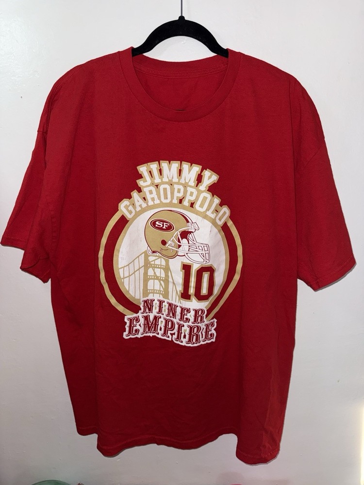 Men's Red Jimmy Garoppolo San Francisco 49ers Graphic Print Cotton T-Shirt XL