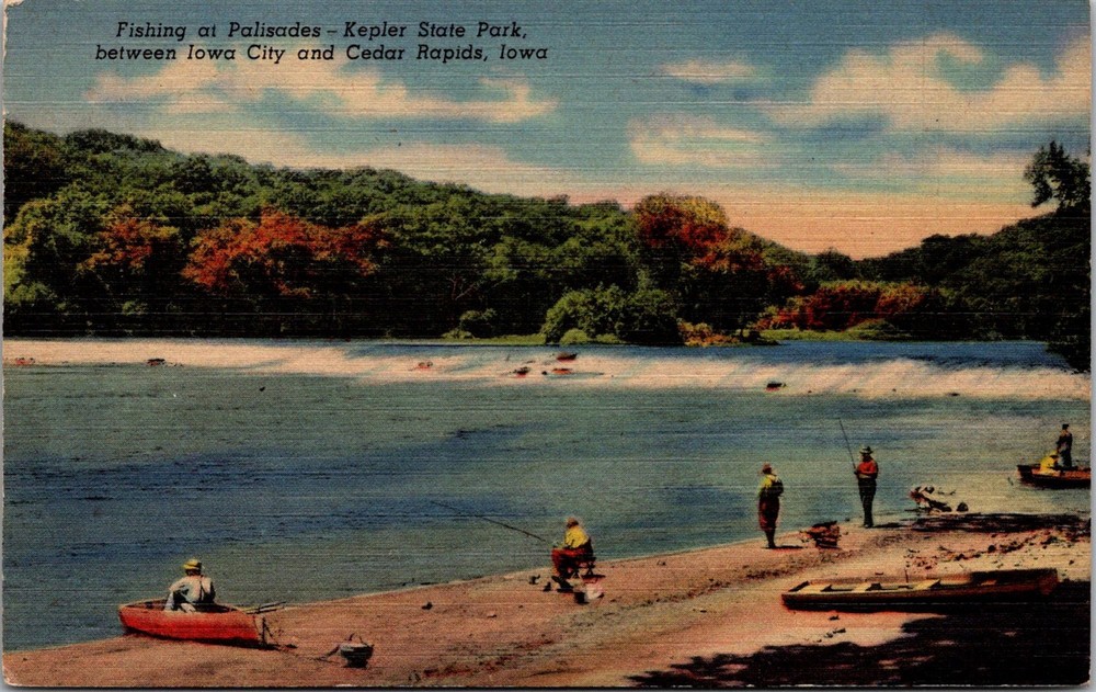 Dr Jim Stamps Postcard Cedar Rapids Iowa Palisades-Kepler State Park Linen