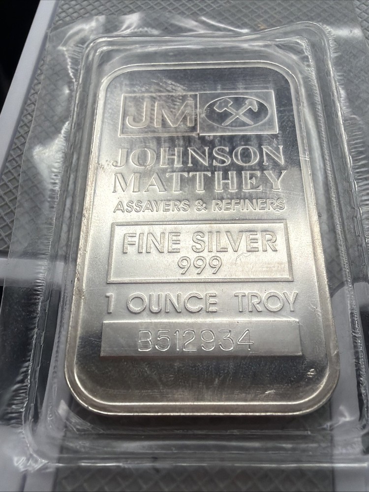 JOHNSON MATTHEY 1 OZ 999 SILVER BAR - Original  Seal JM