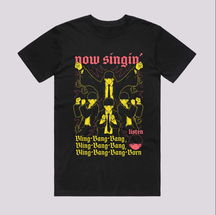 Anime Now Singing Bling Bang Bang Japanese Style Black T-Shirt Size S-5XL