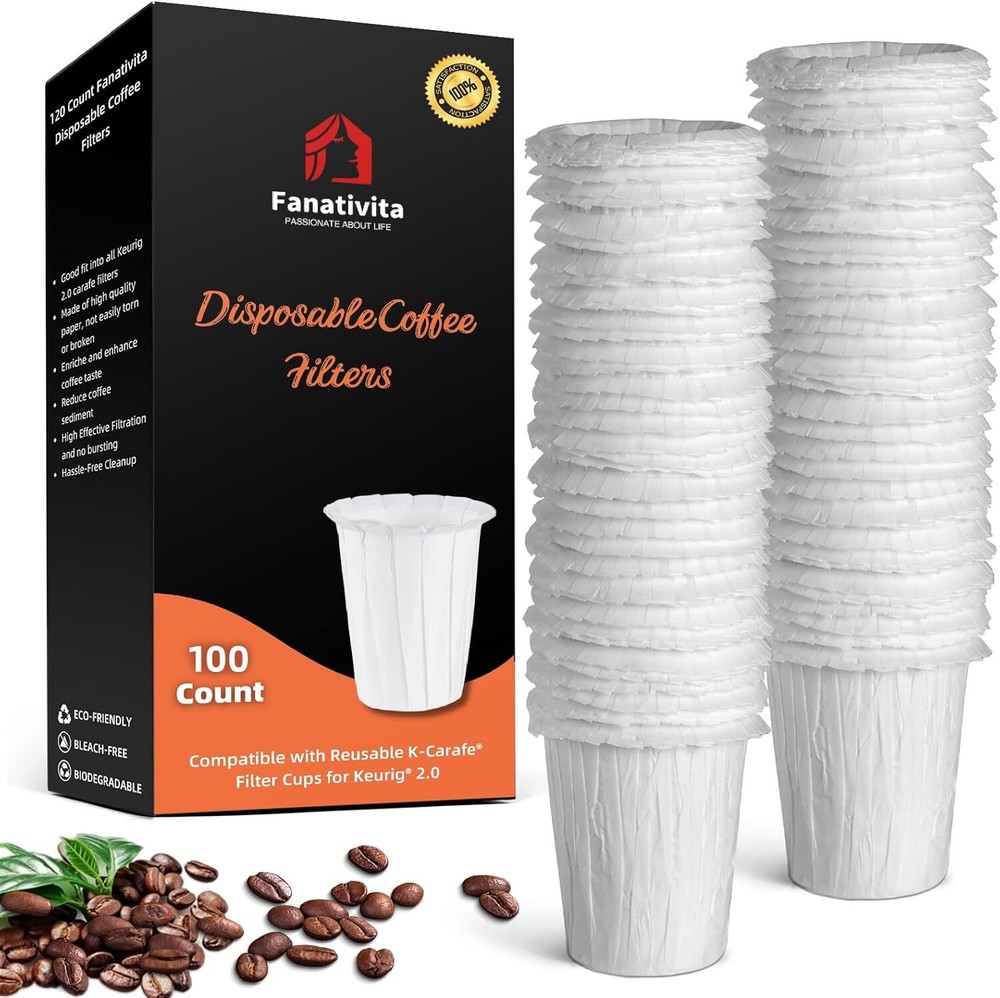 Disposable Coffee Filters for My K-Cup, K-Carafe, 100 Count, K Carafe-White