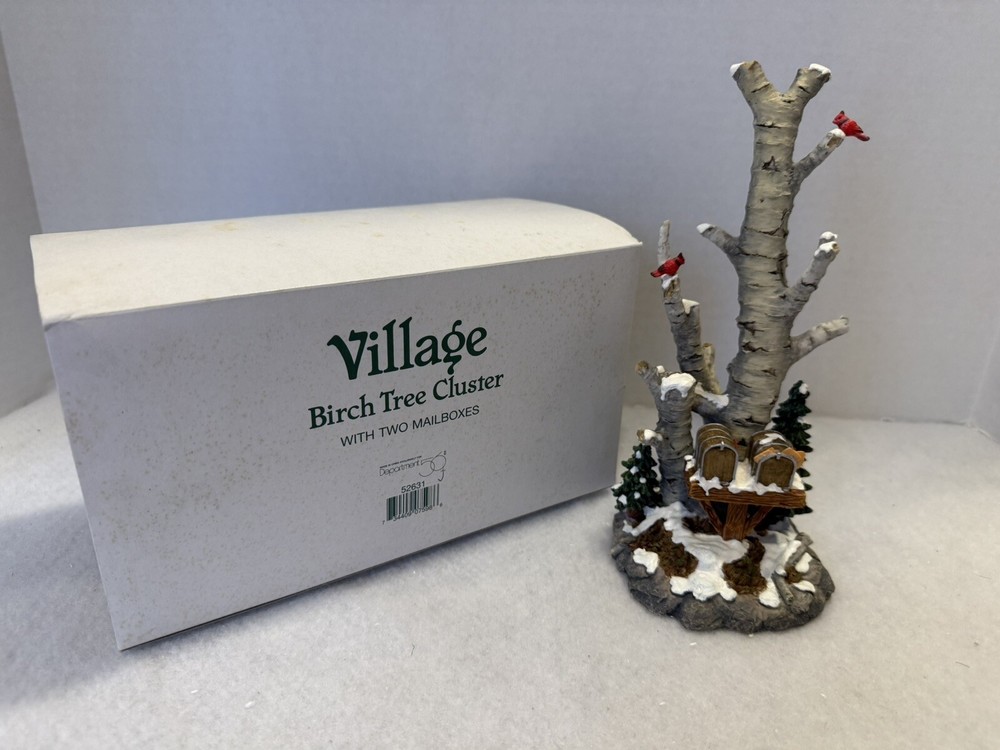 Dept 56 Village Birch Tree Cluster with Two Mailboxes #52631 EUC