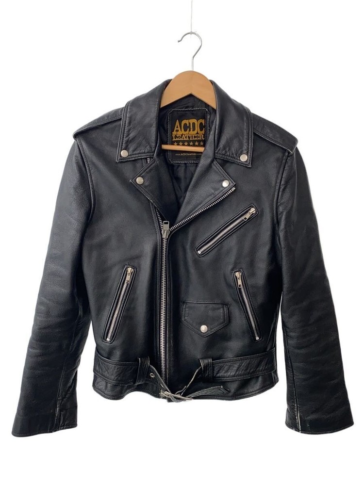Acdc 80-90S/Leather Jacket Blouson/38/Leather/Blk/Plain 3505