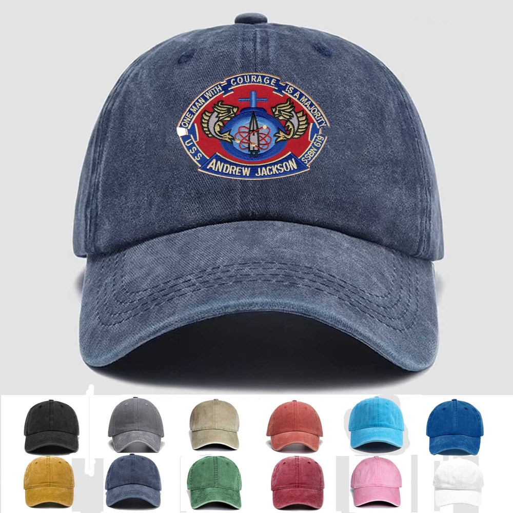 Custom Embroidered Hat SSBN-619 USS Andrew Jackson, Veteran Cap, Trucker Hat