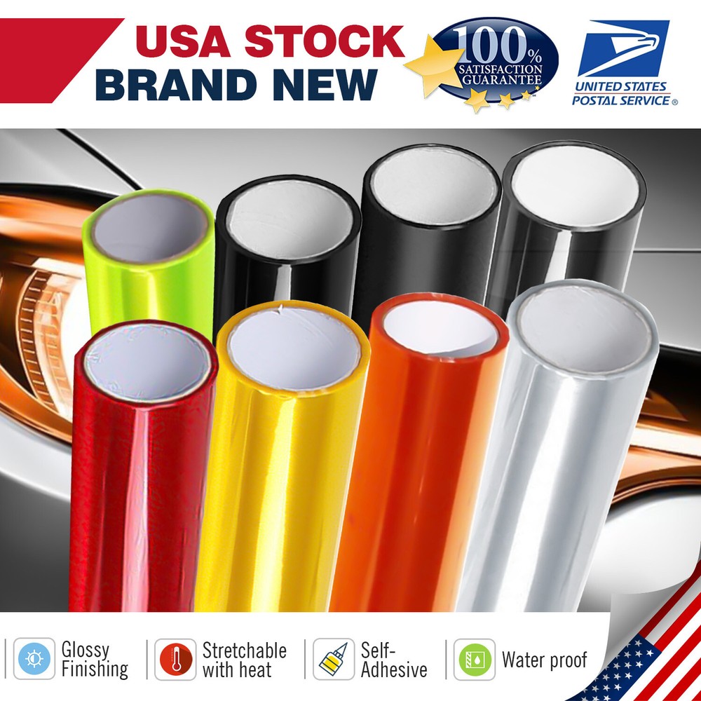 8 Color Glossy Tint Vinyl Film for Headlights Taillights & Fog Lights