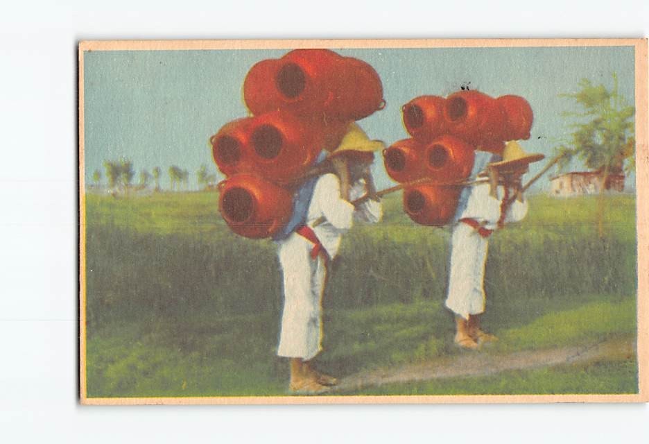 Postcard Typical Pottery Vendors Texcoco Mexico Luis Marquez Photo Vintage