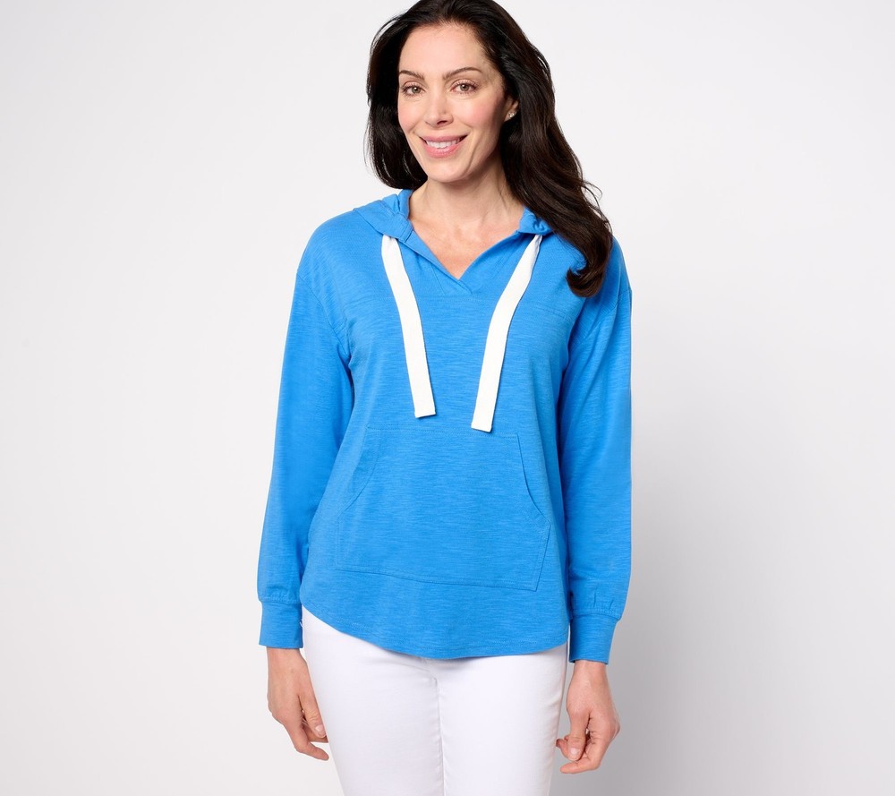 Belle by Kim Gravel Women's Top Sz L Make Your Selection: Slub Knit Blue A714159