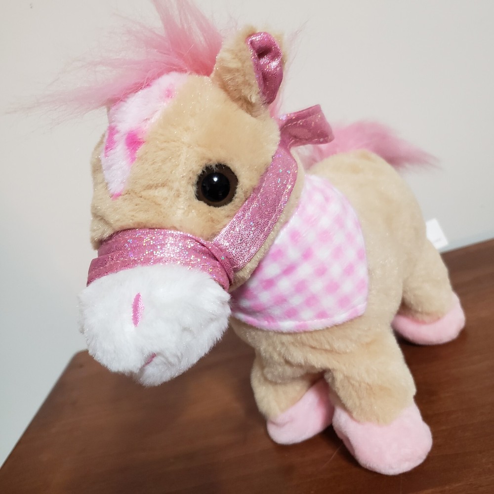 Palomino Plush Animated Horse Neighs Gallops Stuffed Animal Toy GOFFA Pink