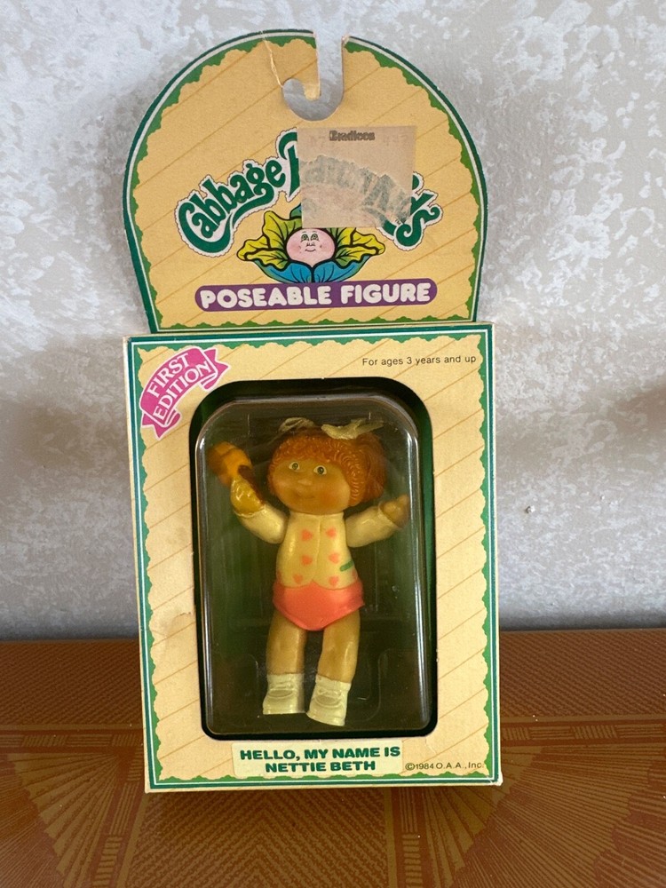 Cabbage Patch Kids 1st Edition 3.5” Poseable Blond Pigtails W/ ice cream  1984