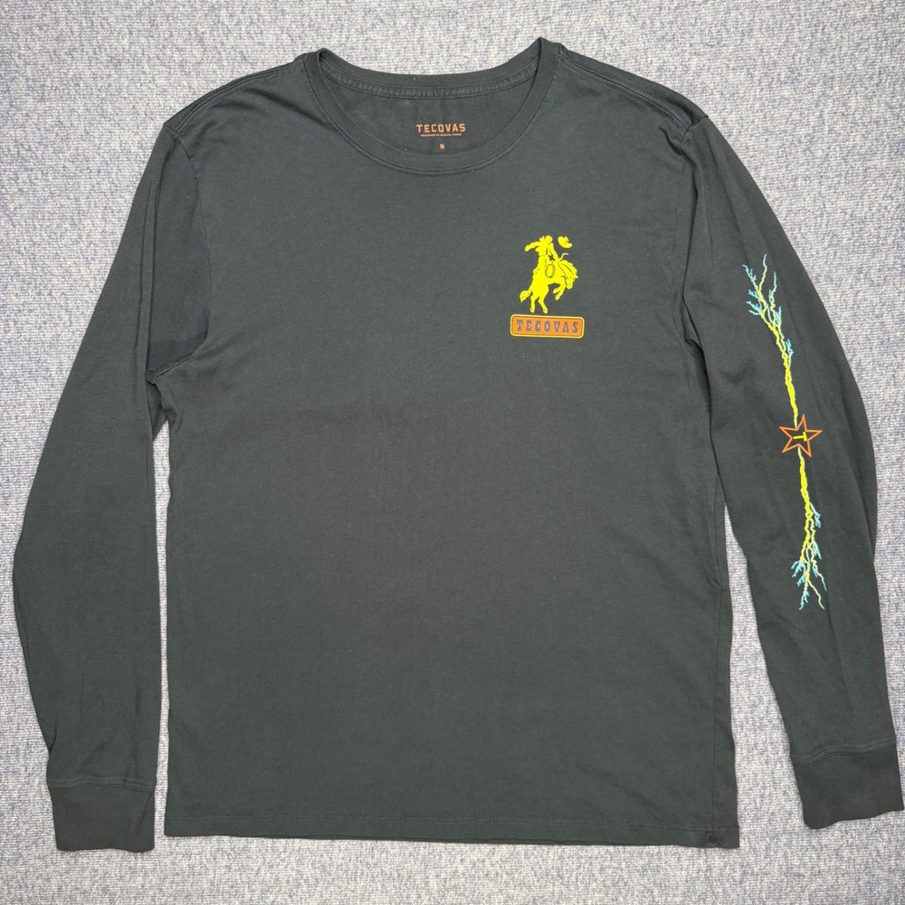 Tecovas Fast As Lightning Graphic Long Sleeve T-Shirt Black Pima Cotton Mens M