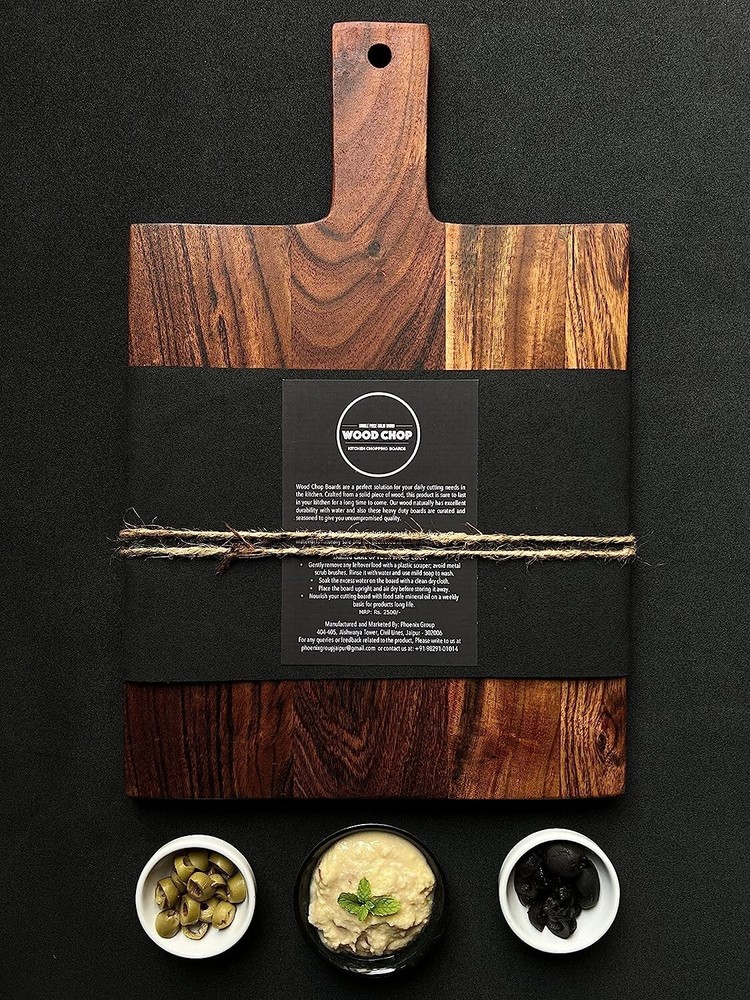 Acacia Wood European Cutting Board Cheese Board Charcuterie Board (30x26x1.5cm)-image