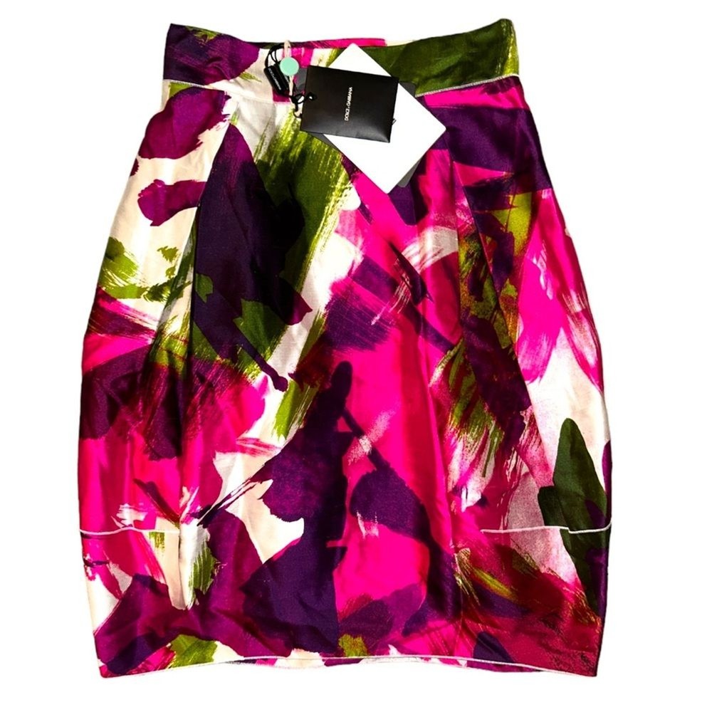 DOLCE & Gabbana 2008 Runway Abstract Floral Midi Skirt Size 40 NWT-image