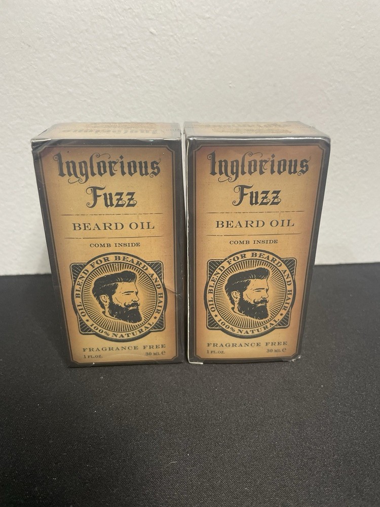 2 PACK Fragrance-Free Inglorious Fuzz Beard Oil with Comb 1 Fl Oz
