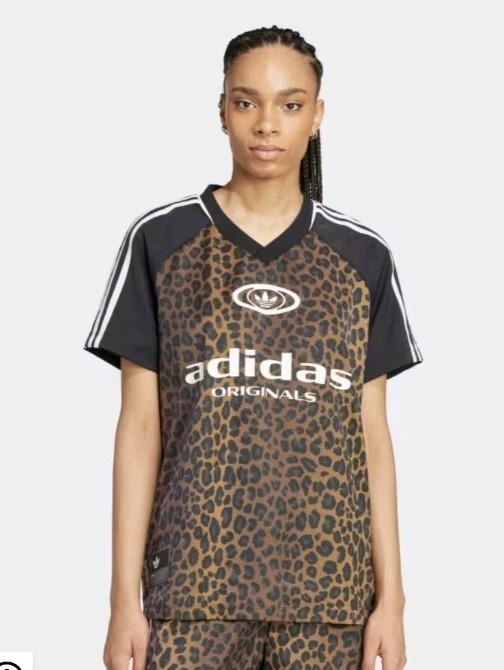 Adidas Satin Leopard Print Football Style Shirt Top 2XL XXL 100% Authentic NWT