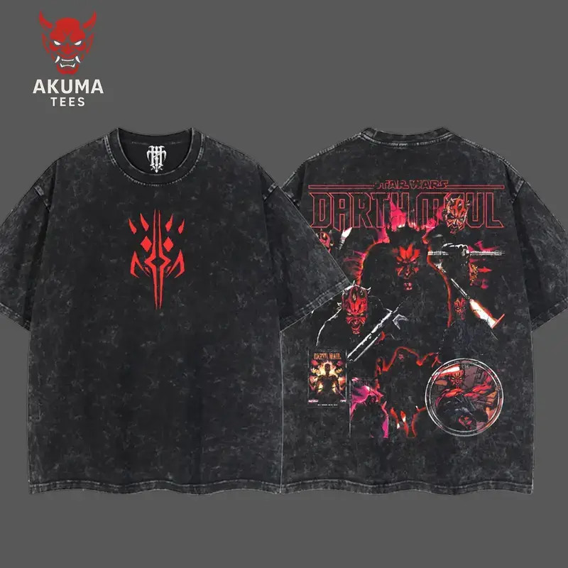 Darth Maul villain Vintage Retro Comfort T-shirt, Double-Sided Graphic Tee, Unis