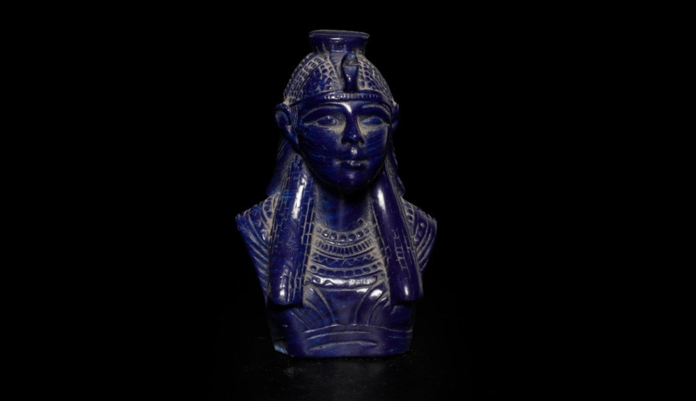 Ancient Egyptian Lapis Blue Pharaoh Bust Statue Antique Royal Artifact Figurine