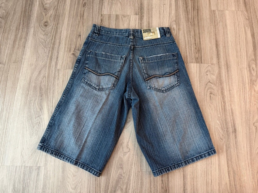 VTG South Pole Mens Jean Shorts Jorts 32 Blue wash Denim Baggy Wide Y2K Hip Hop