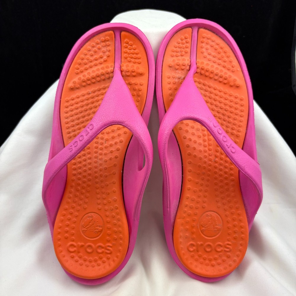 Crocs Womens Size 5 Boulder Colorado Pink & Orange Slide On Arch Support