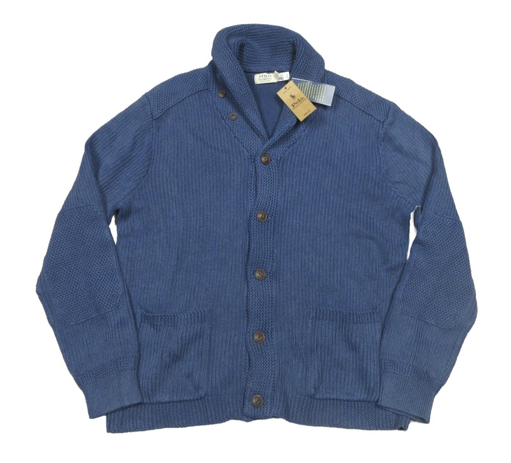 Polo Ralph Lauren Men's Navy Blue Shawl-Neck Button Front Cardigan Sweater