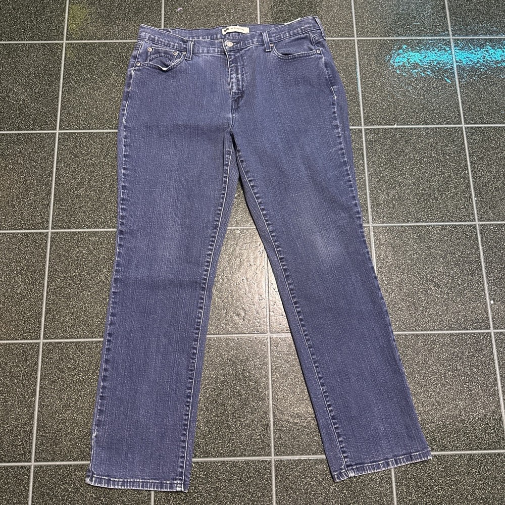 Levis 505 Jeans Womens 16 Blue Straight Dark Wash Denim Stretch 33x32