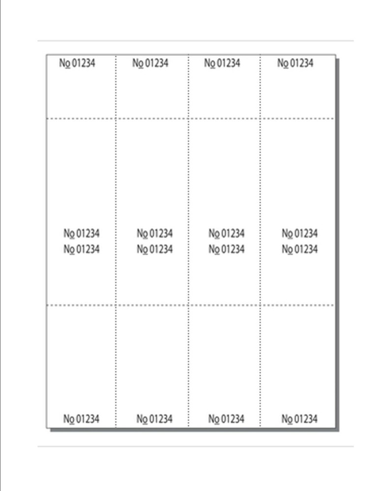 Numbered Ticket Sheets 8.5x11 with 8 Perf Tickets per Sheet White 50 Pack