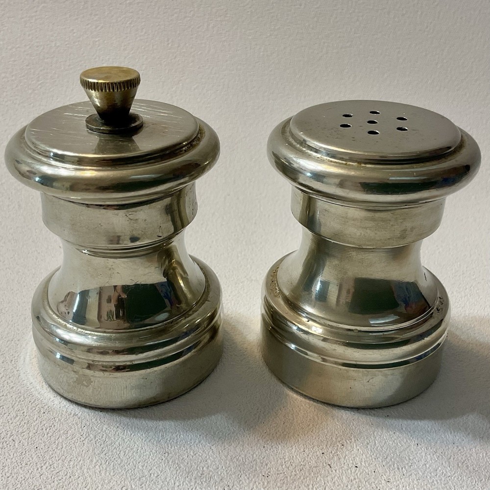 Vintage Raimond Italy Pewter Salt Shaker And Pepper Grinder