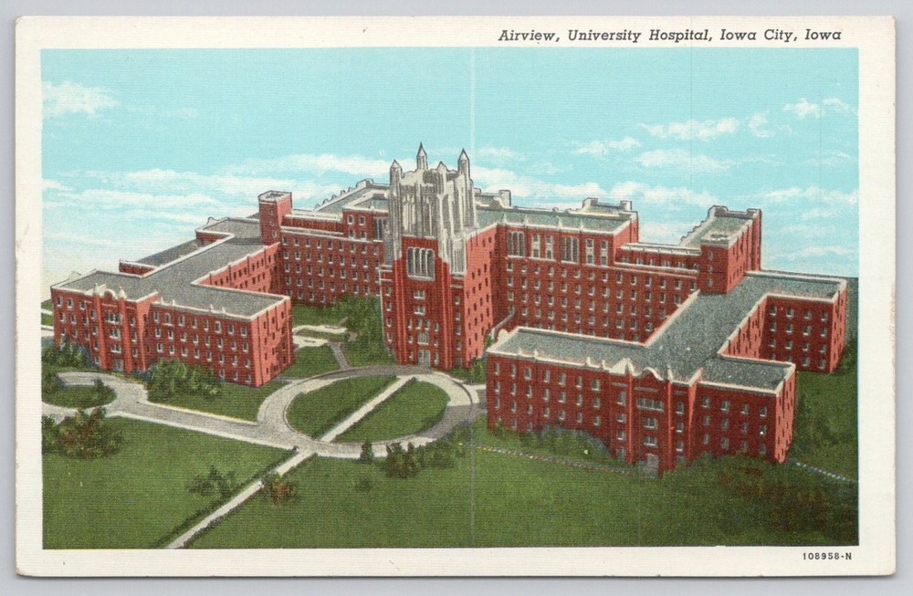 Airview University Hospital Iowa City Iowa Linen Postcard Curteich