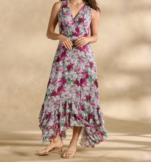 NEW Sundance Catalog Champs De Fleur Dress Raspberry Pink Floral Formal Size 10
