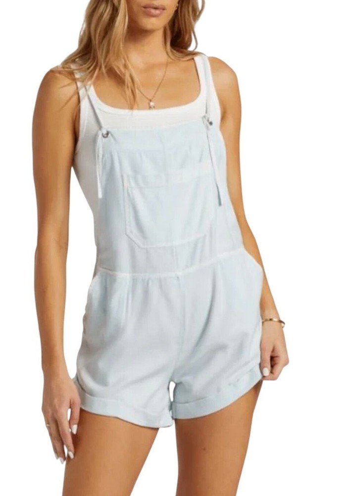Billabong Women's Wild Pursuit Shortail Romper Washed Chambray Medium