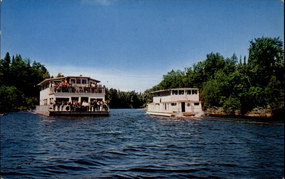 Riverboat Paul Bunion Tahquamenon River Falls Michigan ~ 1950-60s postcard