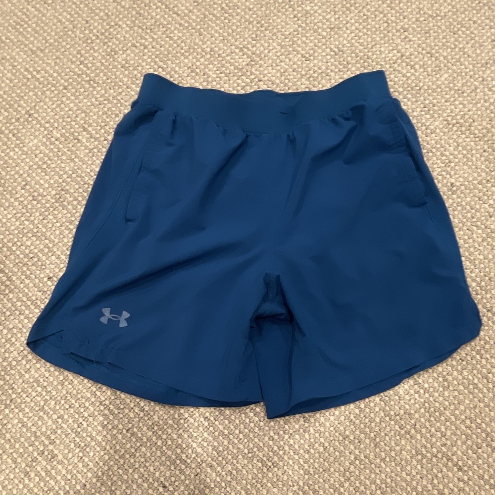 Under Armour Men's Fitted Athletic Activewear Shorts L Blue Solid