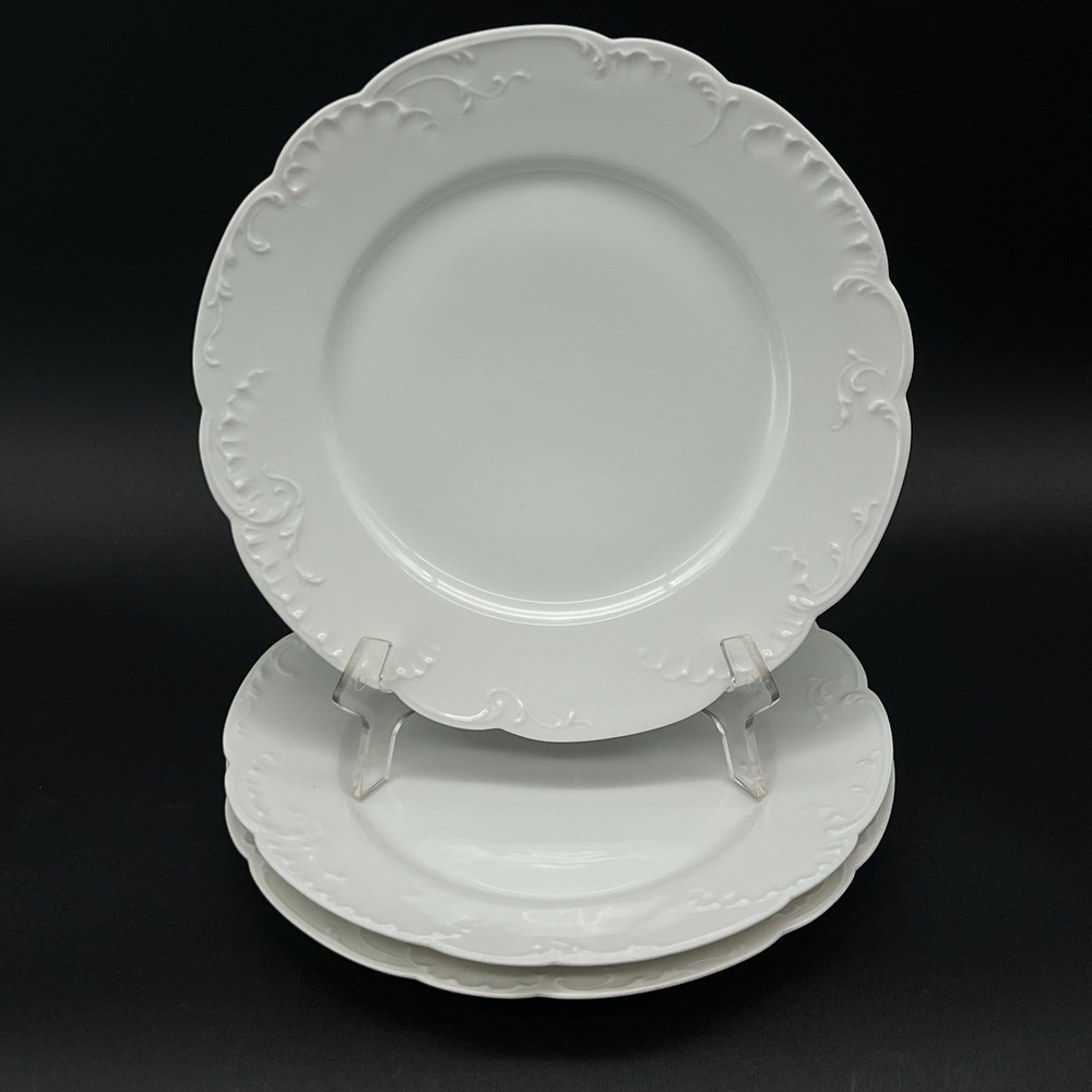 Antique Haviland Limoges White Porcelain Set Of 3 Salad Plates 8.5” France