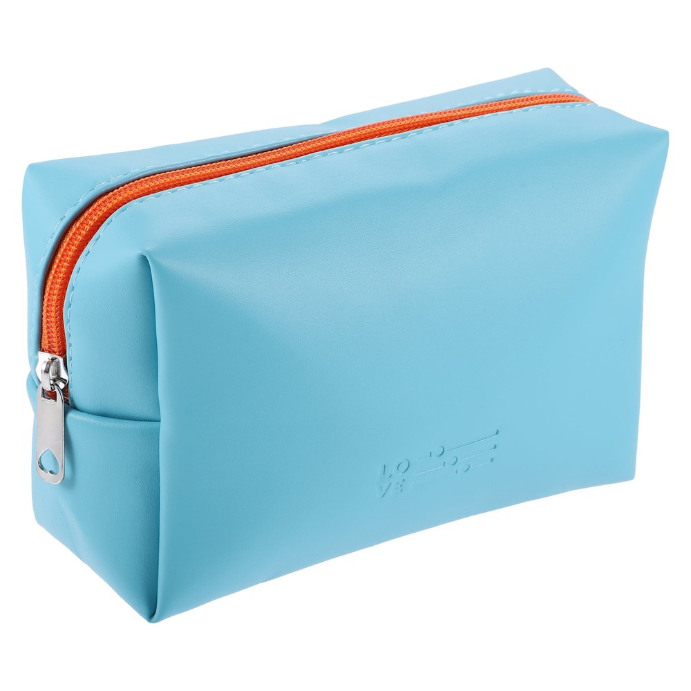 Blue Floral Makeup Bag with Zipper Flower Cosmetic Pouch