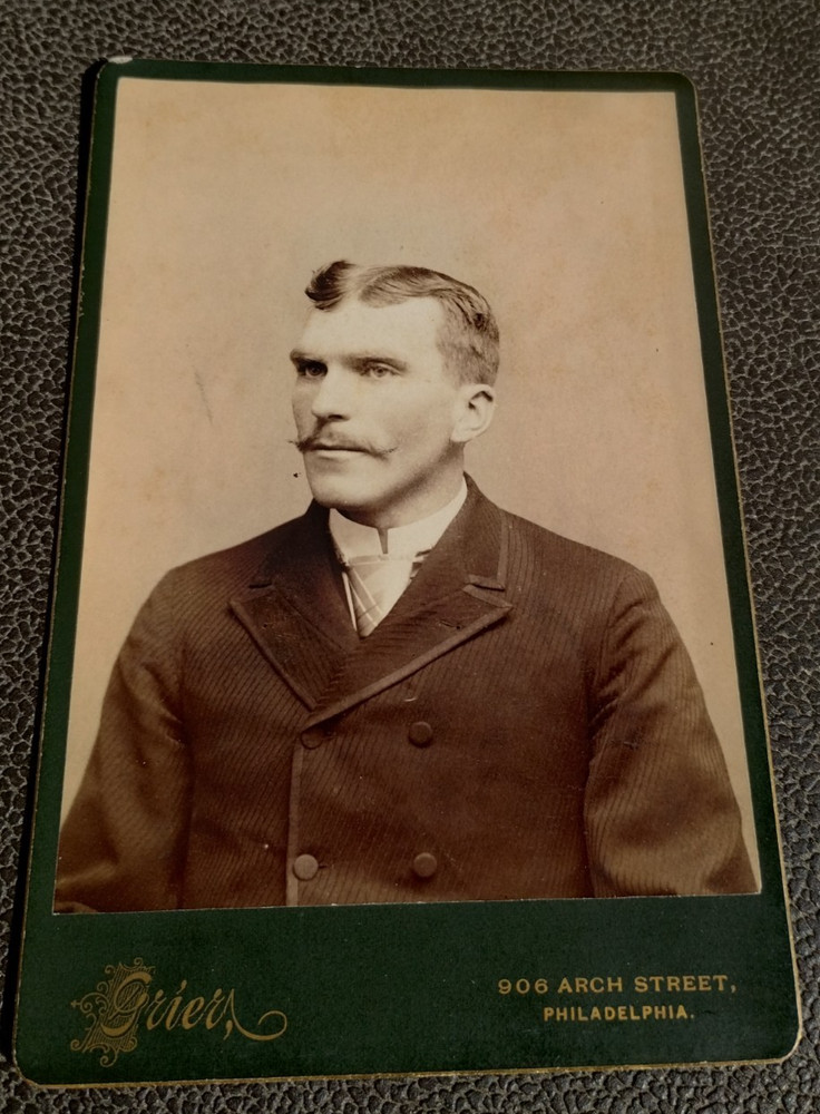 Handsome Dapper Man Gay Interest Antique Cabinet Photo Suit Mustache